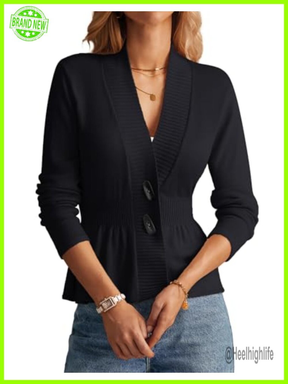 Lightweight Crochet Peplum Open Front Button Down Cardigan Sweater Coat